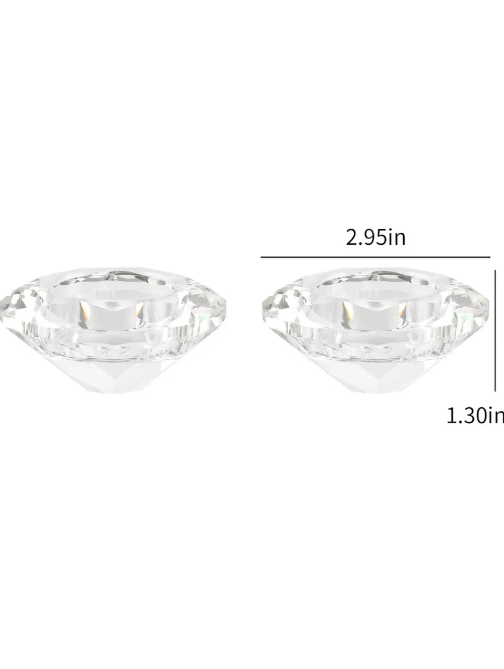 Marvala NWT 2pc Set Crystal Tealight Candles Holders Diamond Shaped